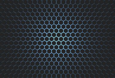 hexagon black background with blue light 3d illustration rendering for design, business design, your any product design and etc .