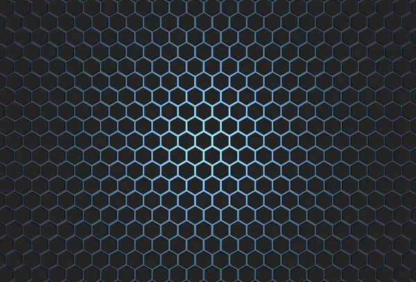 Hexagon Black Background Blue Light Illustration Rendering Design Business Design — ストック写真