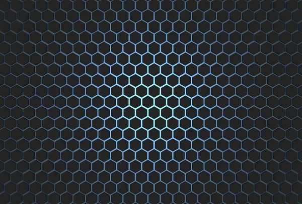 Hexagon Black Background Blue Light Illustration Rendering Design Business Design — Fotografie, imagine de stoc