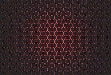 hexagon black background with red light 3d illustration rendering for design, business design, your any product design and etc .