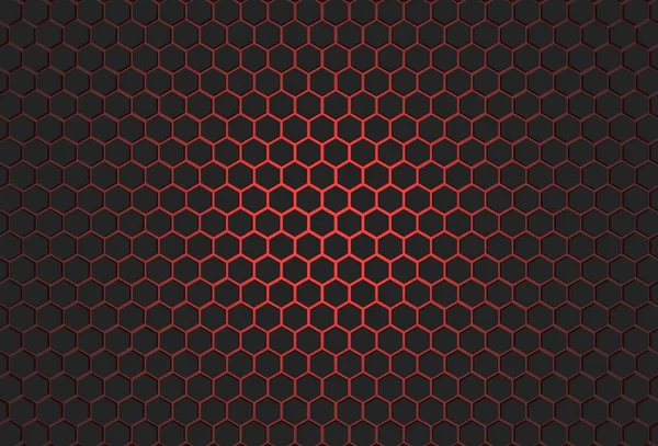 Hexagon Black Background Red Light Illustration Rendering Design Business Design — ストック写真
