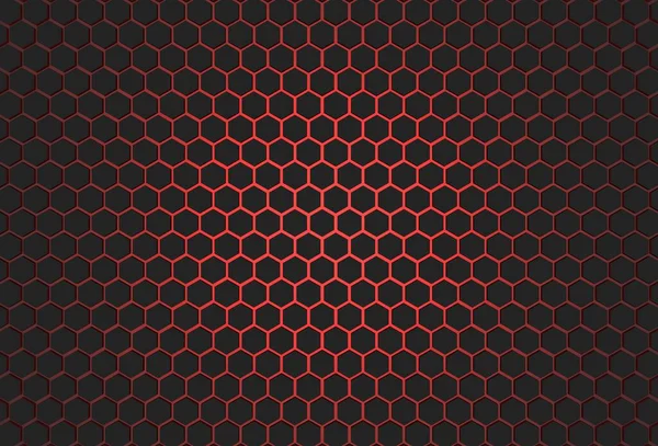 Hexagon Black Background Red Light Illustration Rendering Design Business Design — Fotografie, imagine de stoc