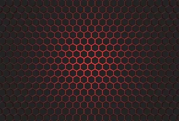 Hexagon Black Background Red Light Illustration Rendering Design Business Design — ストック写真