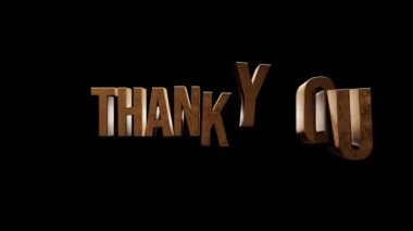 Animasyon teşekkür ederim. Lüks sinematik altın animasyon. 3d animasyon, Golden Thank you Metin takdir, kutlama, dilekler, etkinlikler, mesaj, tatil, festival için uygun. .