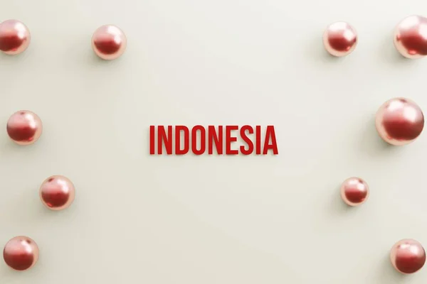 Text Indonesien Rote Farbe Und Ballon Auf Weißem Hintergrund Unabhängigkeitstag — Stockfoto