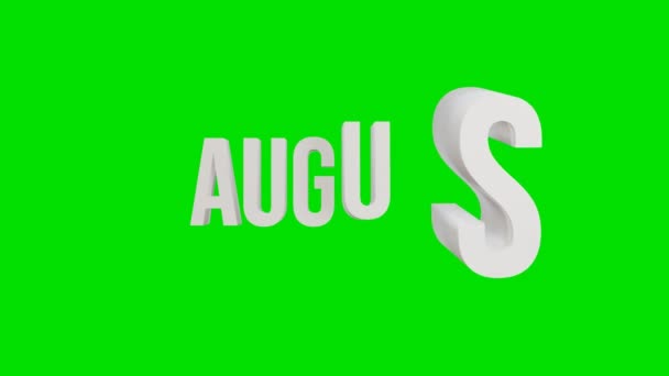 Text Animation Looping Augusti Vit Färg Grön Bakgrund Begreppet Självständighetsdag — Stockvideo