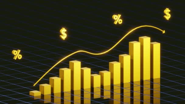 Gráfico Oro Financiero Acciones Dinero Inversión Negocios Financieros Moneda Crecimiento — Vídeo de stock