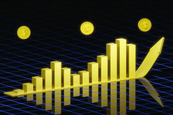 Chart Pénzügyi Arany Grafikon Stock Money Investment Finance Business Growth — Stock Fotó