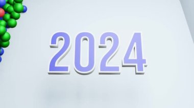 2024 Renkli Top Metni. 2023 yılının tarihinin soyut 3D animasyonu ve 2024 yılının bulmacaları gibi bir sürü top. Birçok günden oluşan yeni bir yılın soyut fikri.