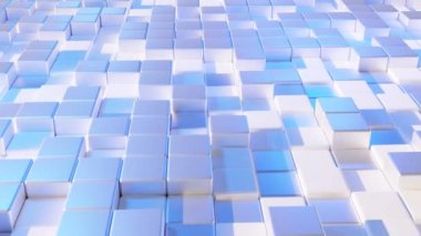 Küplerle Soyut Arkaplan 3 boyutlu. 3d küp cam ve beyaz arkaplan çizimi. 4k video döngüsü