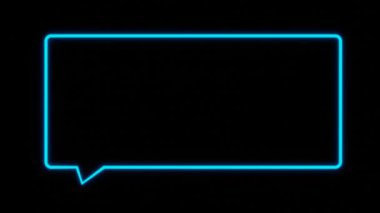 Titrek animasyon neon işareti, siyah arkaplan 3d illüstrasyon 4k video döngüsü oluşturan kopyalama alanı ile mavi konuşma kabarcıkları sınırı
