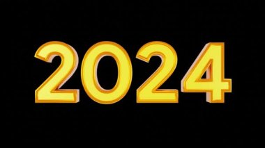 2024 3d metin kutlama illüstrasyonu tatil konsepti sunuyor. Altın metin Mutlu yıllar 2024