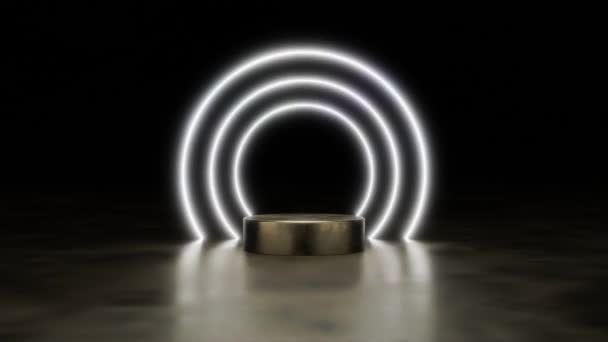 Abstract Achtergrond Wit Neon Licht Product Achtergrond Podium Podium Metalen — Stockvideo