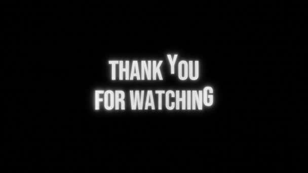 Animation Thank You Watching Text White Color Black Isolated Background — Stock Video