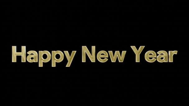 动画快乐新年文字金属黑色隔离背景4K视频分辨率 — 图库视频影像