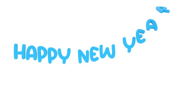 Feliz Año Nuevo Texto Animación Azul Sobre Fondo Blanco Aislado — Vídeos de Stock