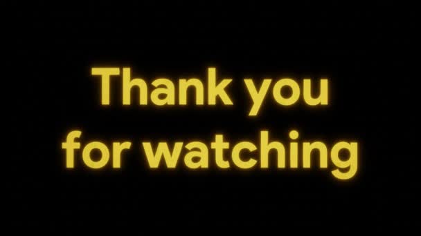 Animation Thank You Watching Text Gold Color Black Isolated Background — Video