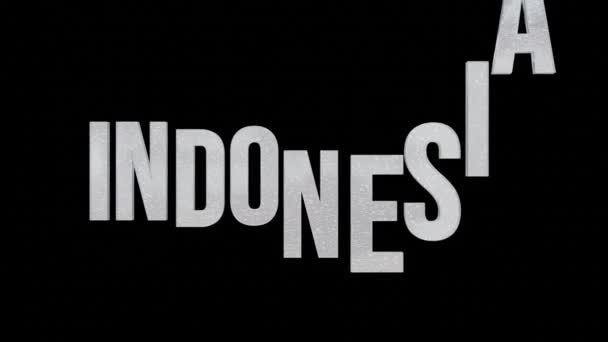 Text Indonesia Animation Black Isolated Background Render Illustration Video Looping — Stock Video