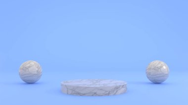 Mavi arkaplan çizimi üzerindeki 3d platformu