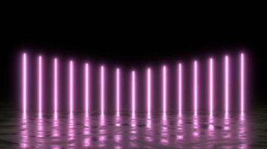 animasyon neon çizgileri siyah arkaplan üzerinde parlayan ışıklar 4k video 3d resimleme