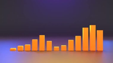 Renkli arka planda animasyon işi sarı çizelge bilgisi. 3D illüstrasyon canlandırıcı. 4k video döngüsü