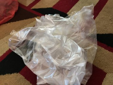 Şeffaf selofan plastik folyo dokusunun işlenmiş kolajı. Pankart, arkaplan veya 3B haritalama için doku