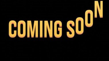 Animasyon yakında siyah izole arkaplan ile altın renkli metin geliyor. Video ekranının sonu için uygun. 4K video döngüsü. 3d illüstrasyon oluşturma