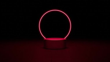 3D Renkli Çember Neon Parıltısı Karanlık Arkaplan Resimlendirme Platformu