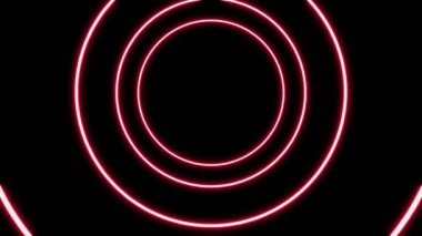 Karanlık Arkaplan Resimlerinde 3D Renkli Çember Neon Işıklar 4K Görüntü Döngüsü Hazırlama