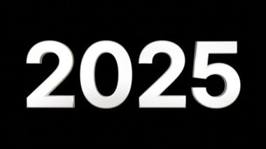 animasyon metni 2025 siyah izole arkaplan 4k video 3d illüstrasyon oluşturucu