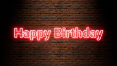 Brick Doku 4K Video Arkaplan Üzerine Mutlu Yıllar Neon Işığı