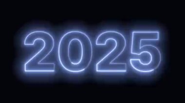 2025 metin animasyonu mavi renk siyah arkaplan 4k video döngüsü.