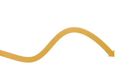 Şeffaf arkaplanda altın aşağı ok grafiği