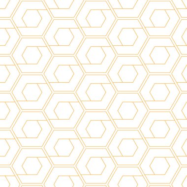 Beyaz Arkaplan Vektöründe Altınla Geometrik Altıgen Desen