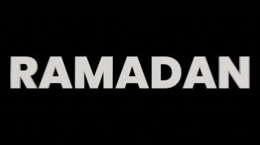 Ramazan 3d metin cam tarzı siyah arkaplan 4k video döngüsü