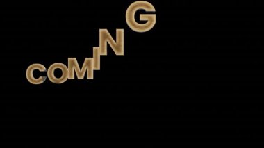 Yakında siyah arkaplan 4k video döngüsü üzerinde 3d metin altın biçimi geliyor