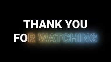 şeffaf izole edilmiş arkaplan 4k video illüstrasyonunda metin rengi neon efektini izlediğiniz için teşekkürler