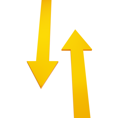 3D Sarı Altın Yukarı ve Aşağı Oklar Çizimi