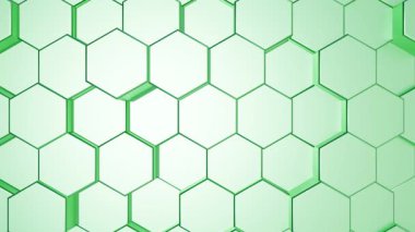 Altıgen arkaplan videosu, soyut açık yeşil geometrik altıgen dikişsiz döngü, kurumsal teknoloji duvar kağıdı arka planı, kopyalama alanı