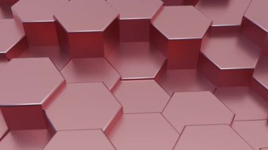 Altıgen arkaplan videosu, soyut açık pembe metalik geometrik altıgen 4k döngüsü