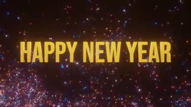 Parçacıklar Renkli Döngü Canlandırması 3B Görüntü ile Mutlu Yıllar Altını