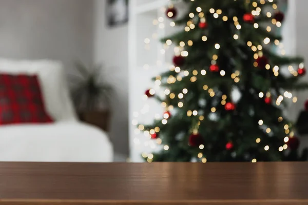 Weihnachten Neujahr Hintergrund Mit Kopierraum Für Design Leere Hölzerne Tischplatte — Stockfoto