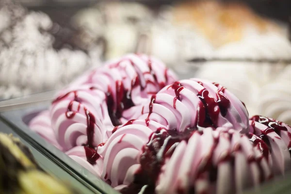 Відображати Вікно Магазині Або Салоні Морозива Смаком Морозива Продажу Літні — стокове фото