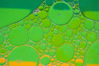 Liquid bubbles , macro bubbles in various colors, abstract backgrounds, oil beauty and science concept background