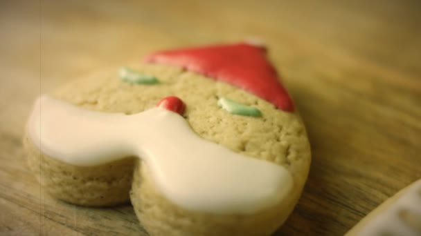 Film Kár Hatása Karácsonyi Házi Készítésű Mézeskalács Cookie — Stock videók