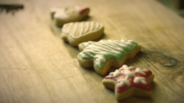 Poškození Filmu Efekt Vánoc Domácí Perník Cookie — Stock video