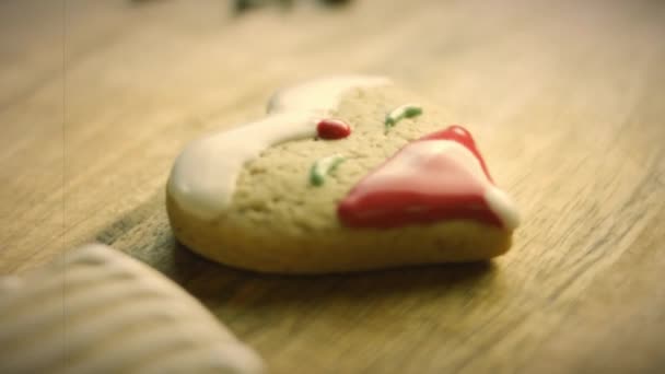 Efeito Dano Filme Natal Caseiro Gingerbread Cookie — Vídeo de Stock