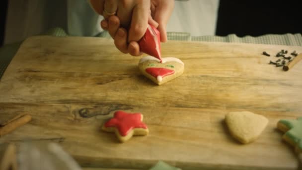 Ταινία Βλάβη Efect Των Χριστουγέννων Σπιτικό Μπισκότο Μπισκότο — Αρχείο Βίντεο