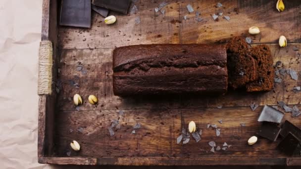 Homemade Cake Decorated Pistachio Chocolate — Stock Video