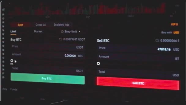 Processen Att Köpa Bitcoin Investerar Pengar Cryptocurrency Betalning Online — Stockvideo
